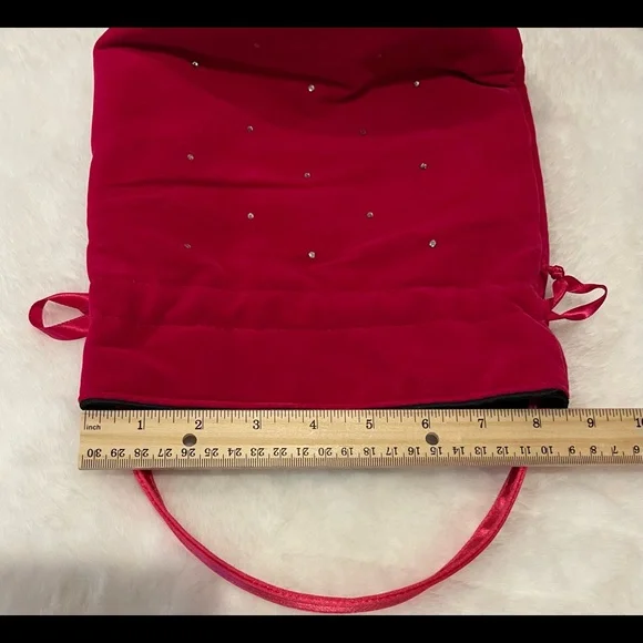 Victoria’s Secret Hot Pink Velvet Mini Bucket Bag with Scattered Rhinestones - Picture 7 of 11